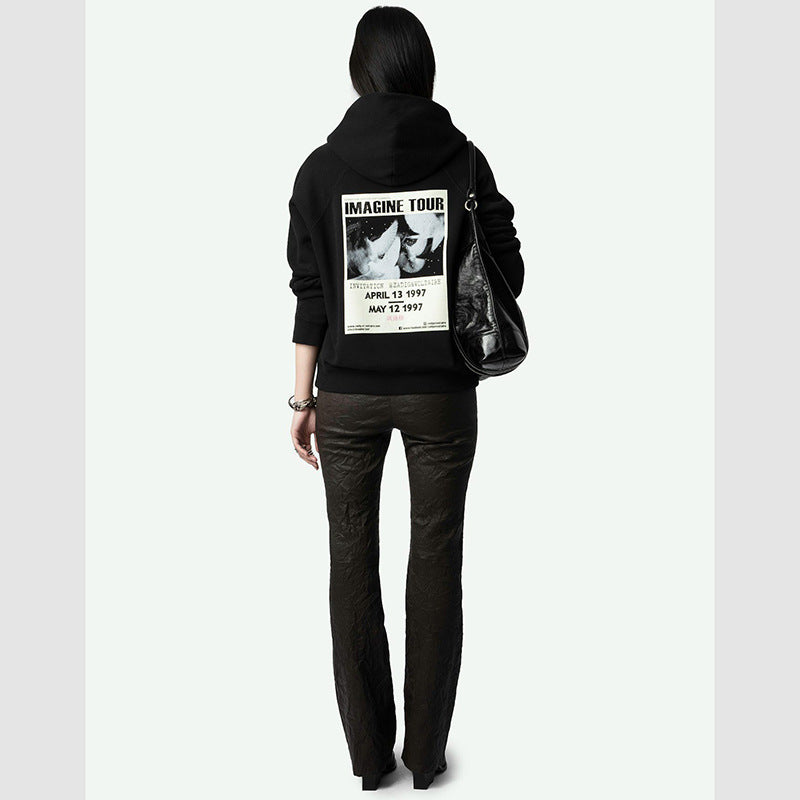 Women's Wings Behind Chalk Digital Printed Rhinestones Sweaters