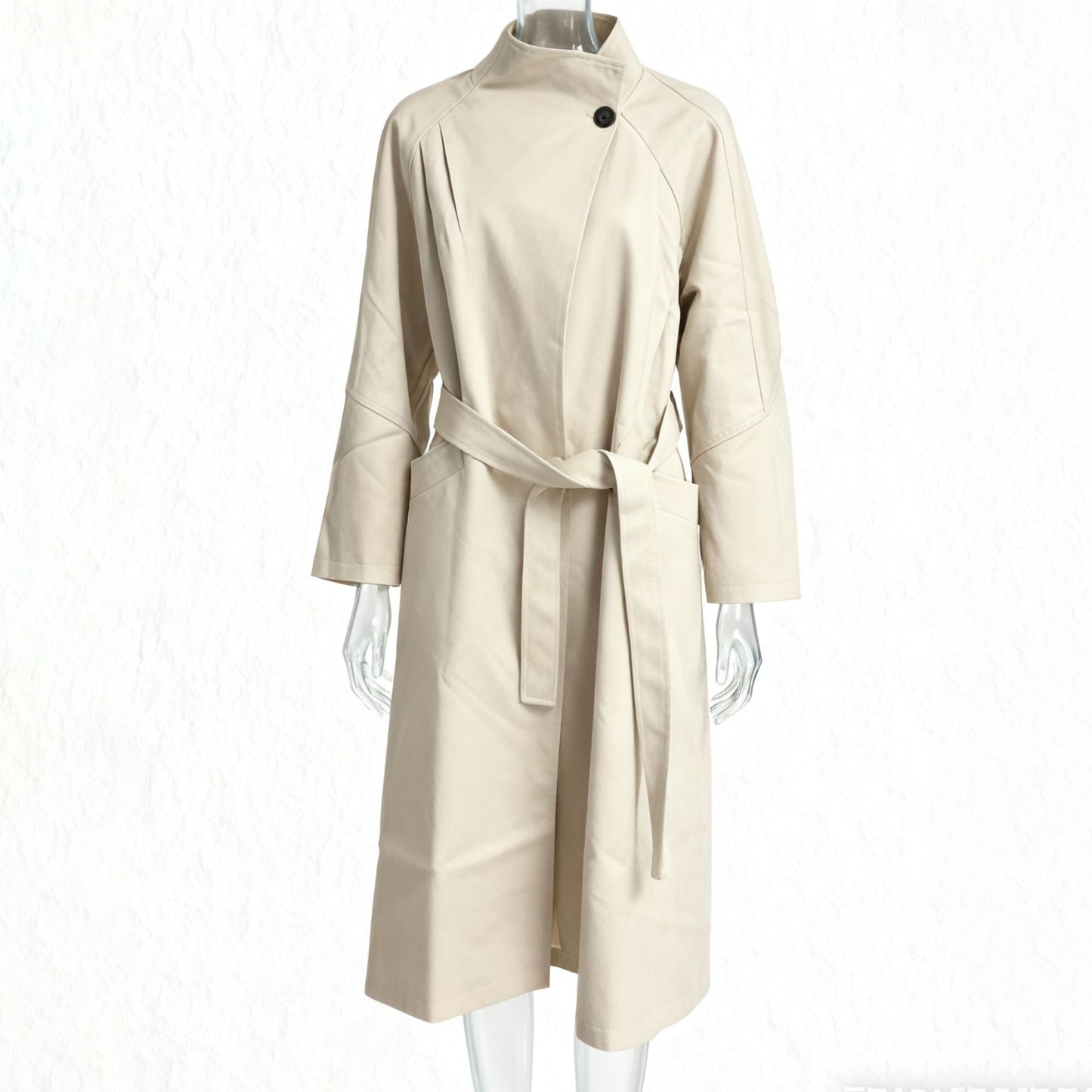 Women's Elegant Stand Collar Trench Loose Design One Button Coats