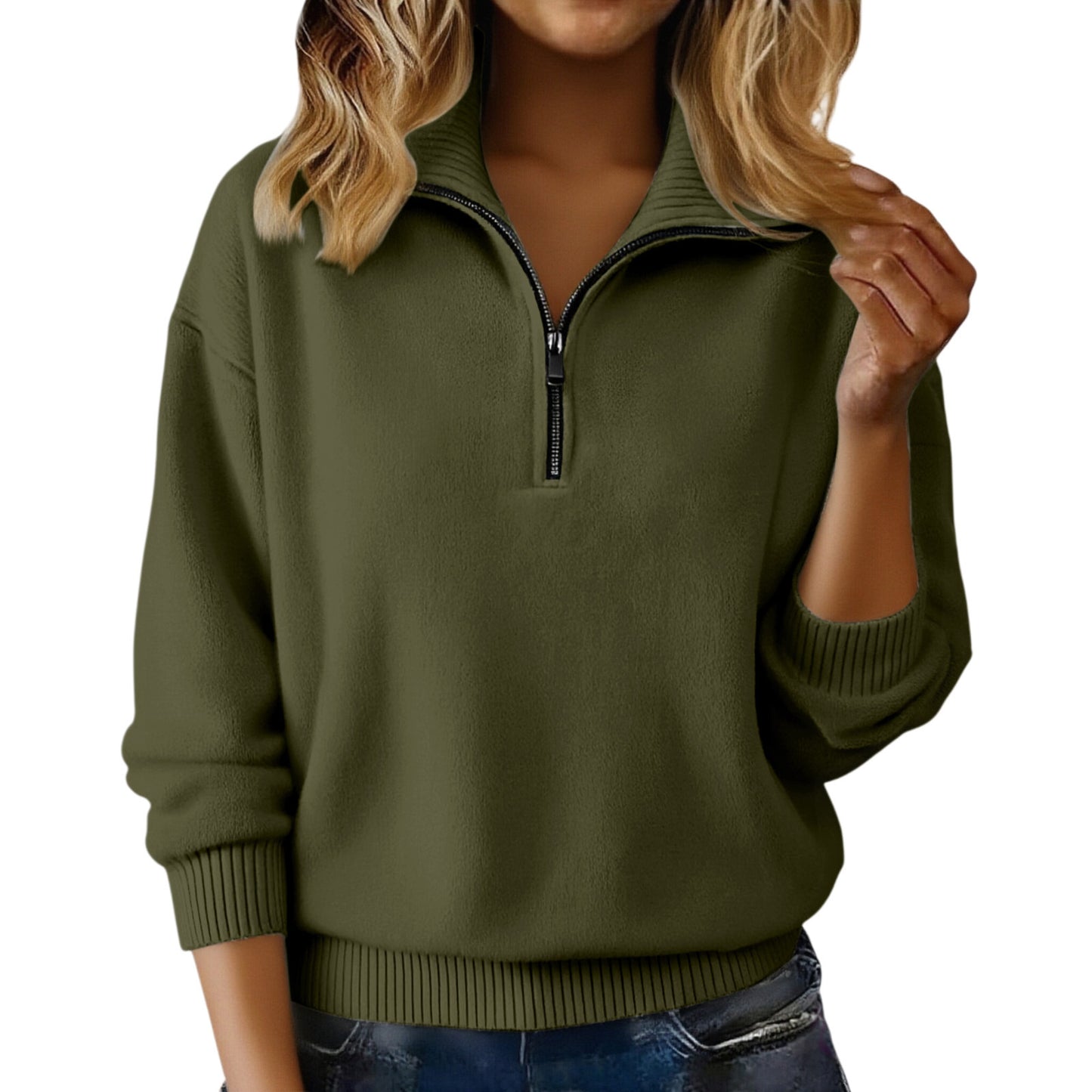 High Collar Loose Solid Color Pullover Sweaters