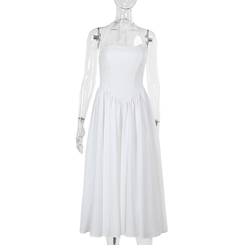 Backless Waist Trimming A- Line Dress Dresses