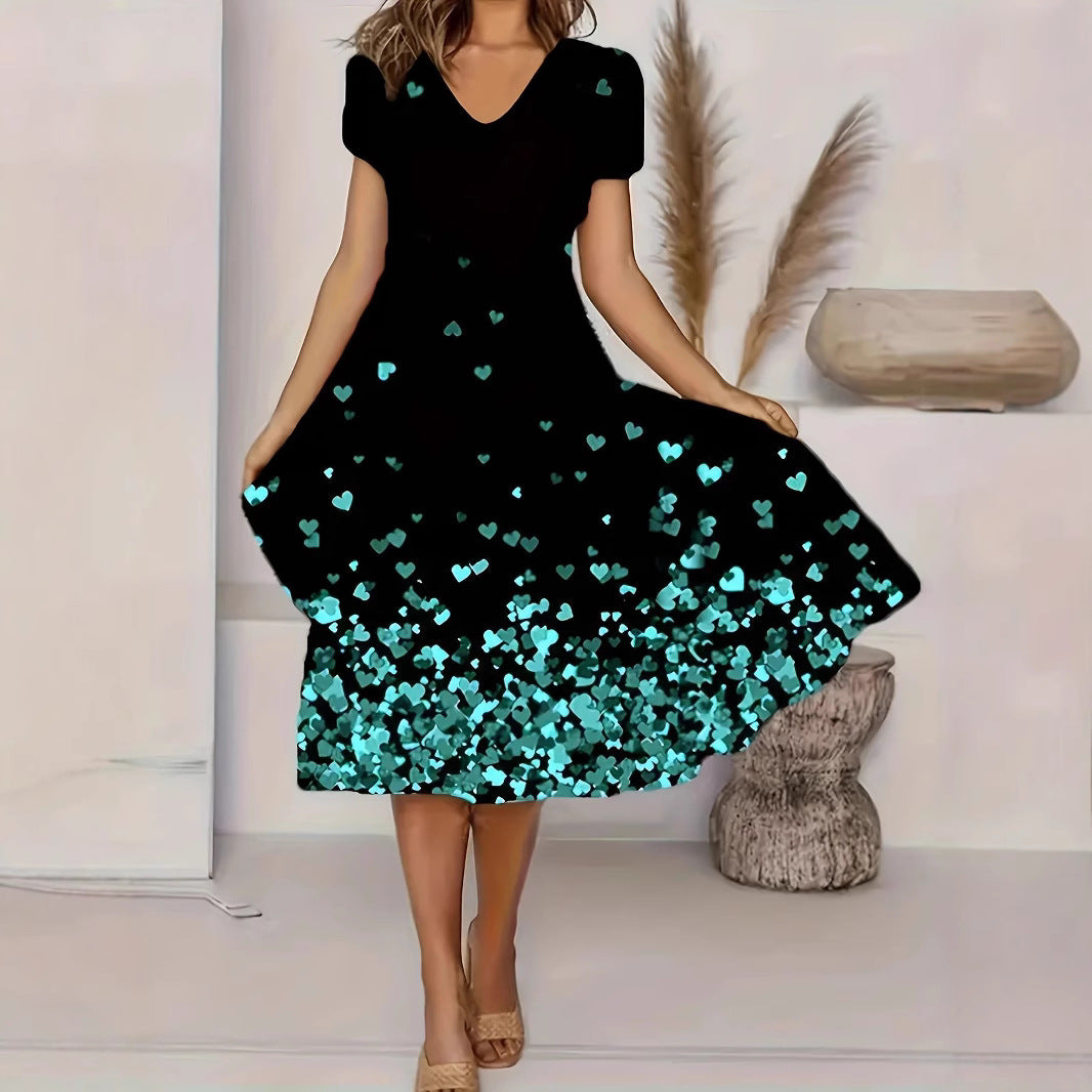 Trendy Popular Creative Women's Short-sleeved Printed Dress