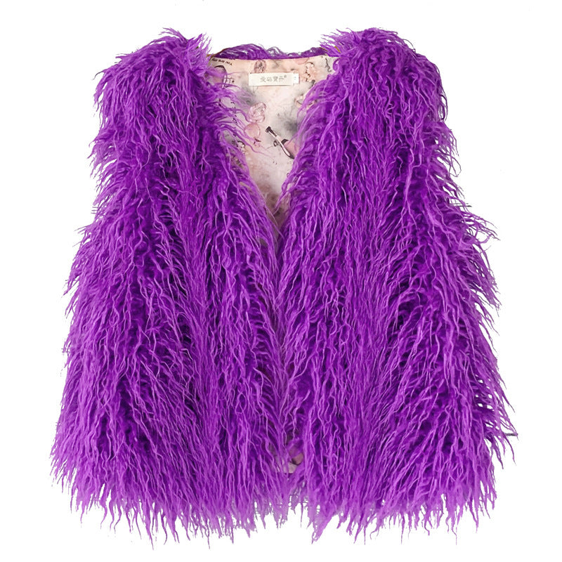 Women's Sheep Fur Environmental Protection Artificial Wool Coats