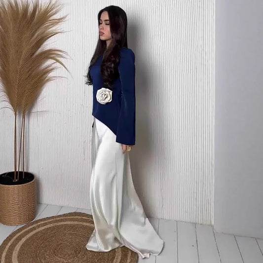 Women's Summer Simple Fashion Elegant Long Sleeve Silky Dress Dresses