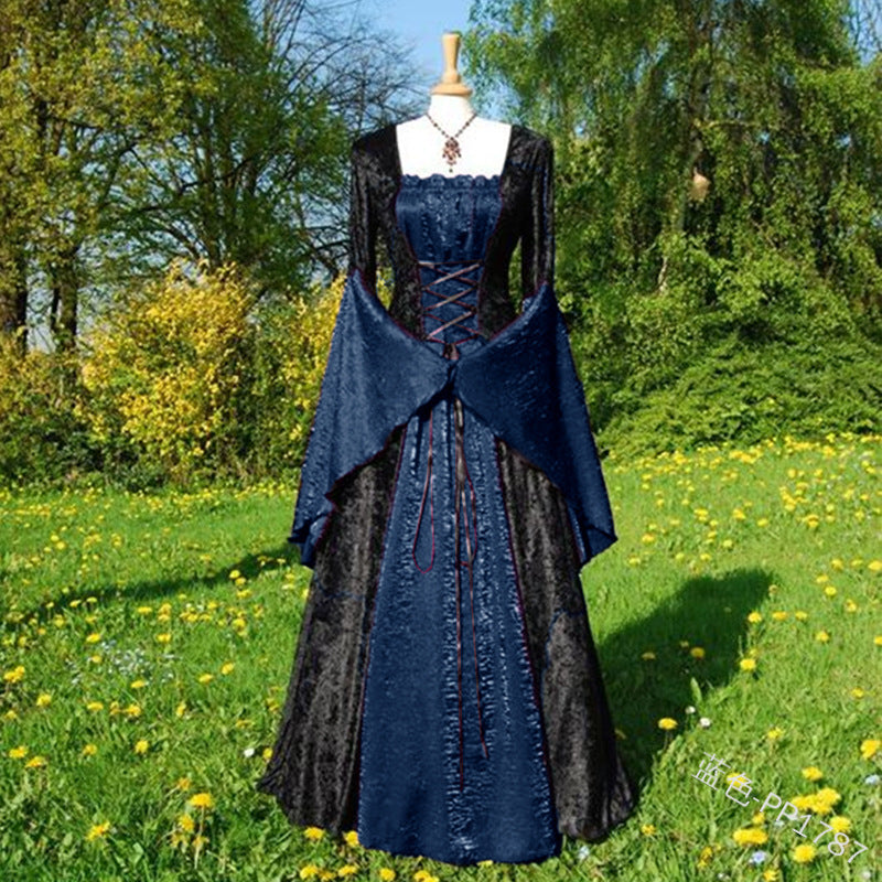 Women's Medieval Retro Court Party Long Stage Dress