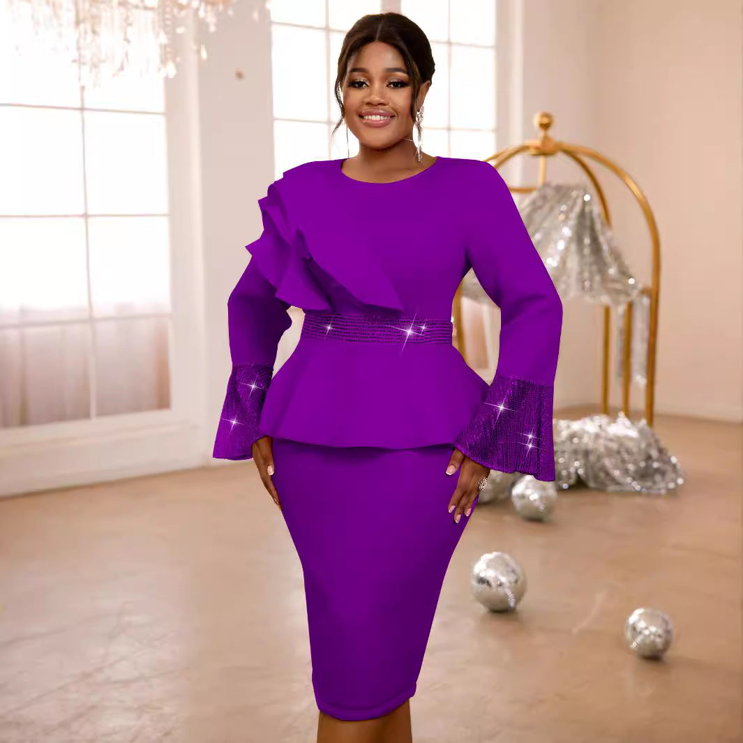 Featured Ruffles Flare Sleeve Dress Party Dresses