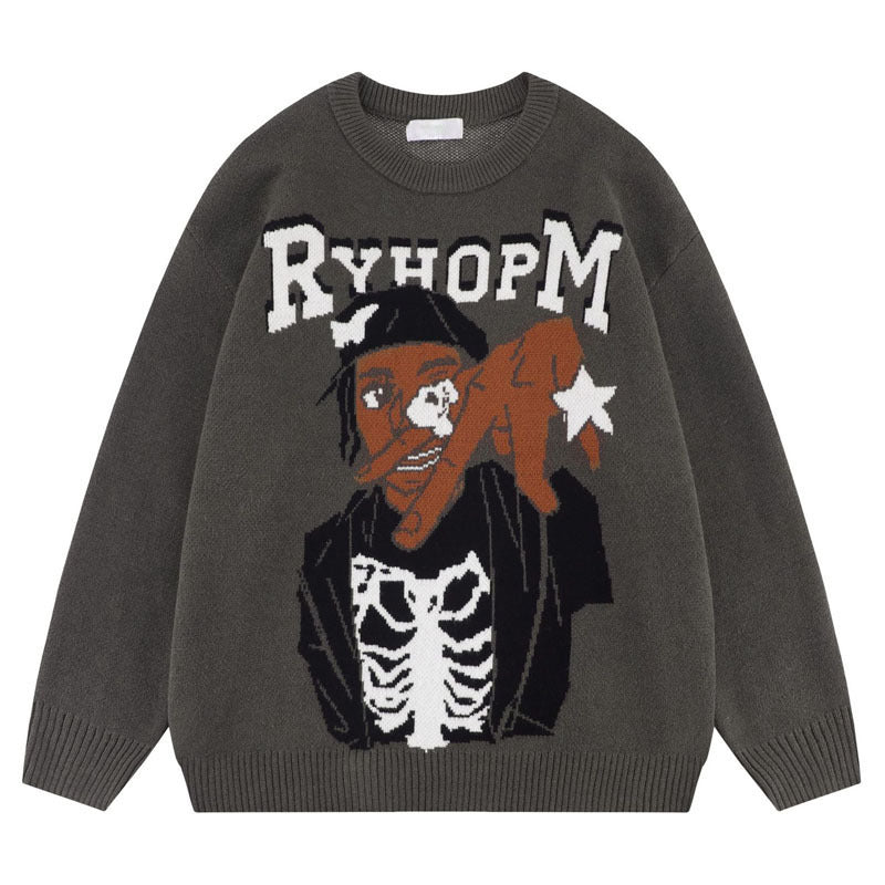 Fashion Round Neck Pullover Print Long Sweaters