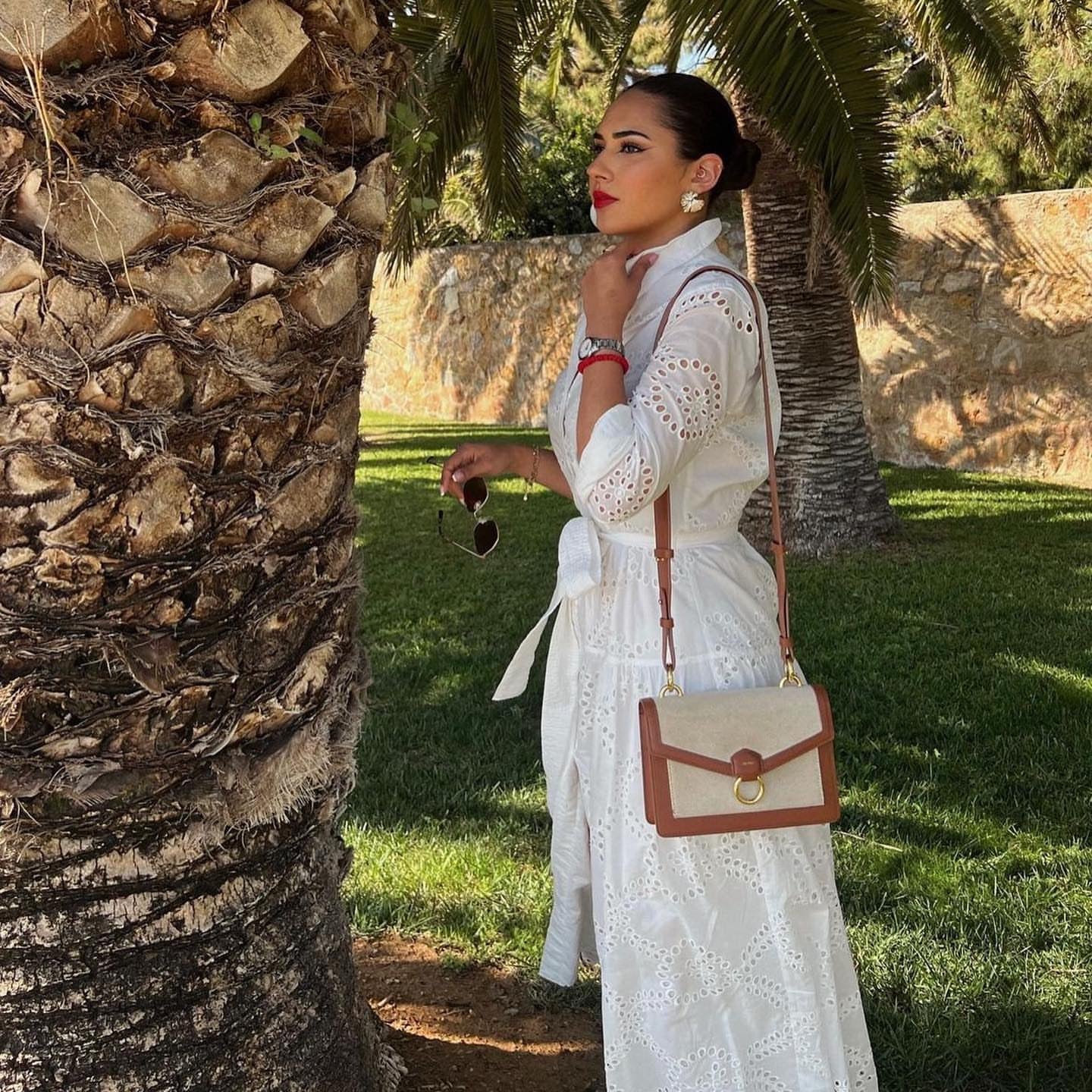 Women's Summer White Long Sleeve Embroidered Midi Skirts