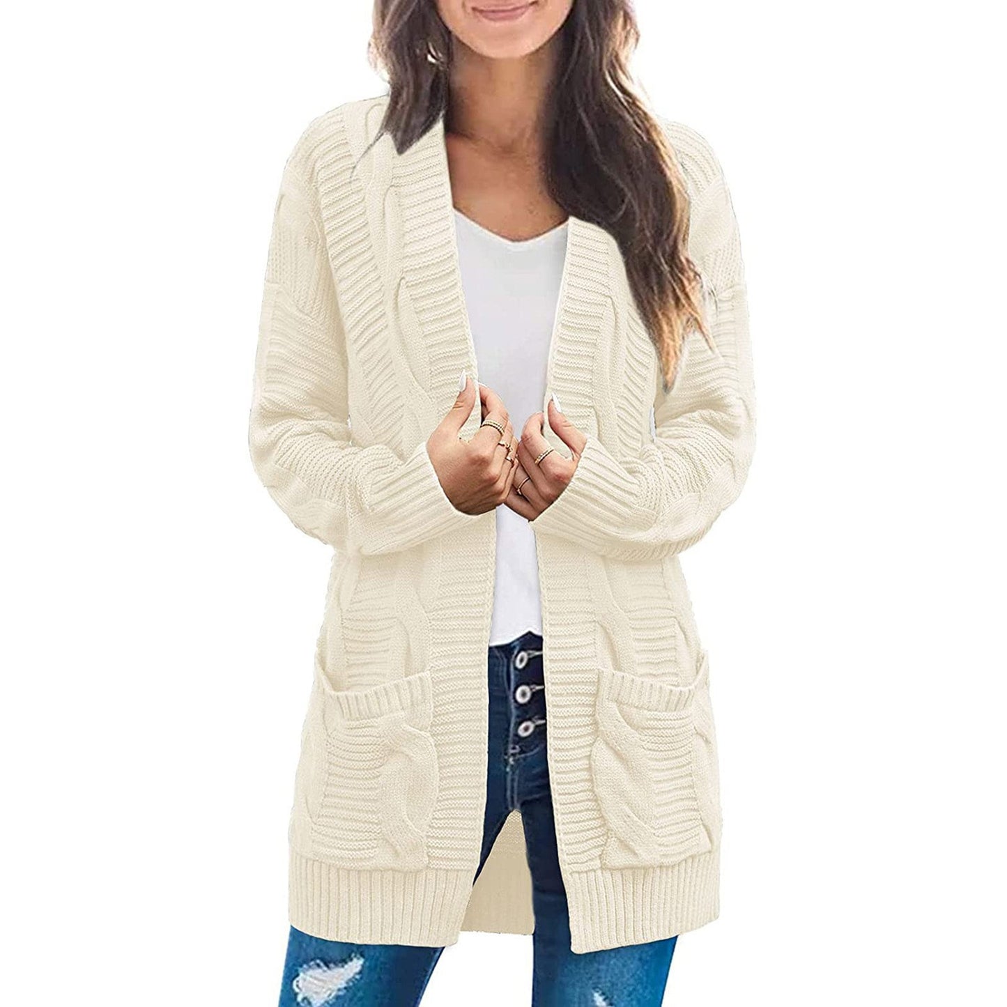 Women's Knitted Loose Solid Color Pocket Sweaters