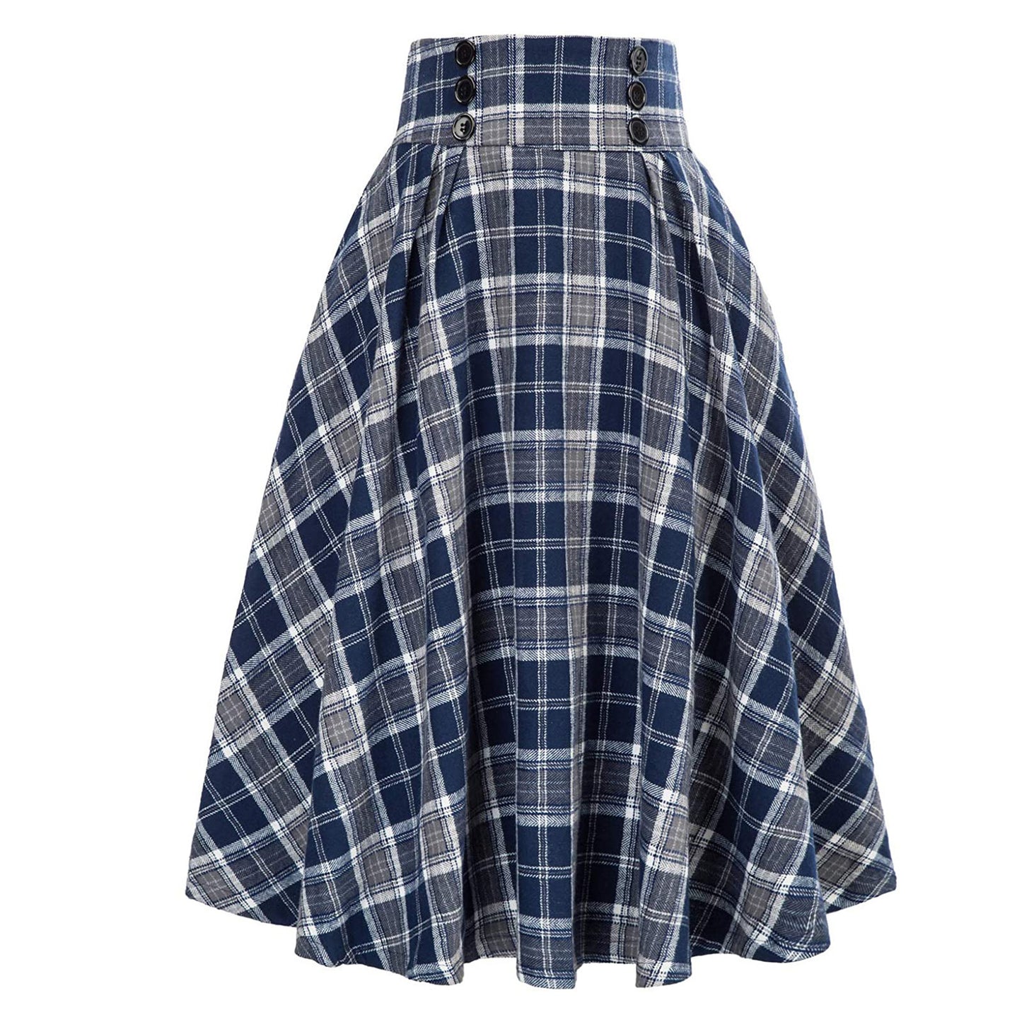 Women's Waist Plaid Big Hem Fashion Elastic Skirts