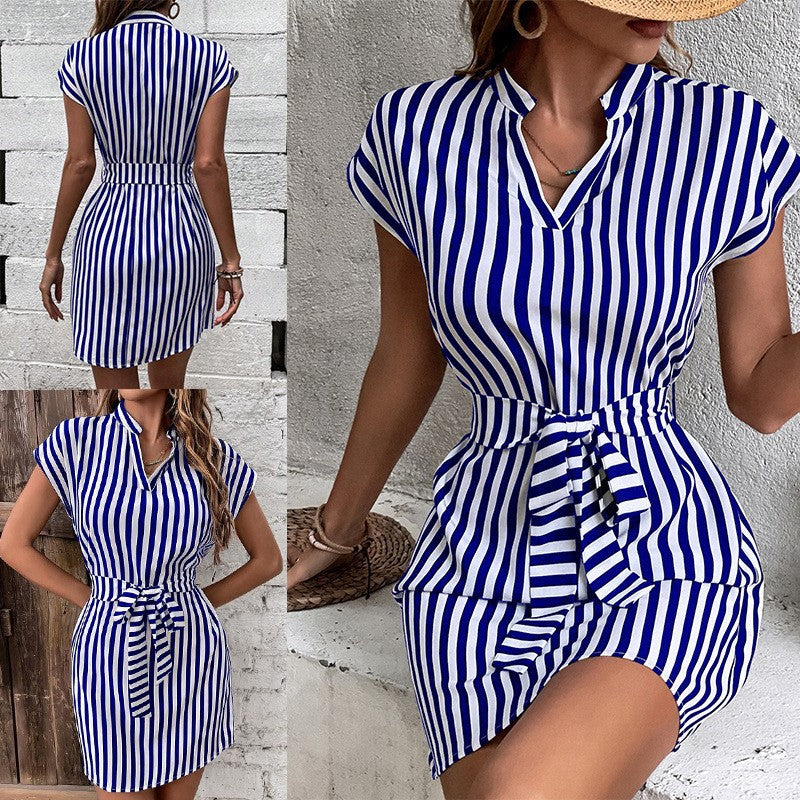Women's Versatile Cool Sleeveless Striped Dress Dresses