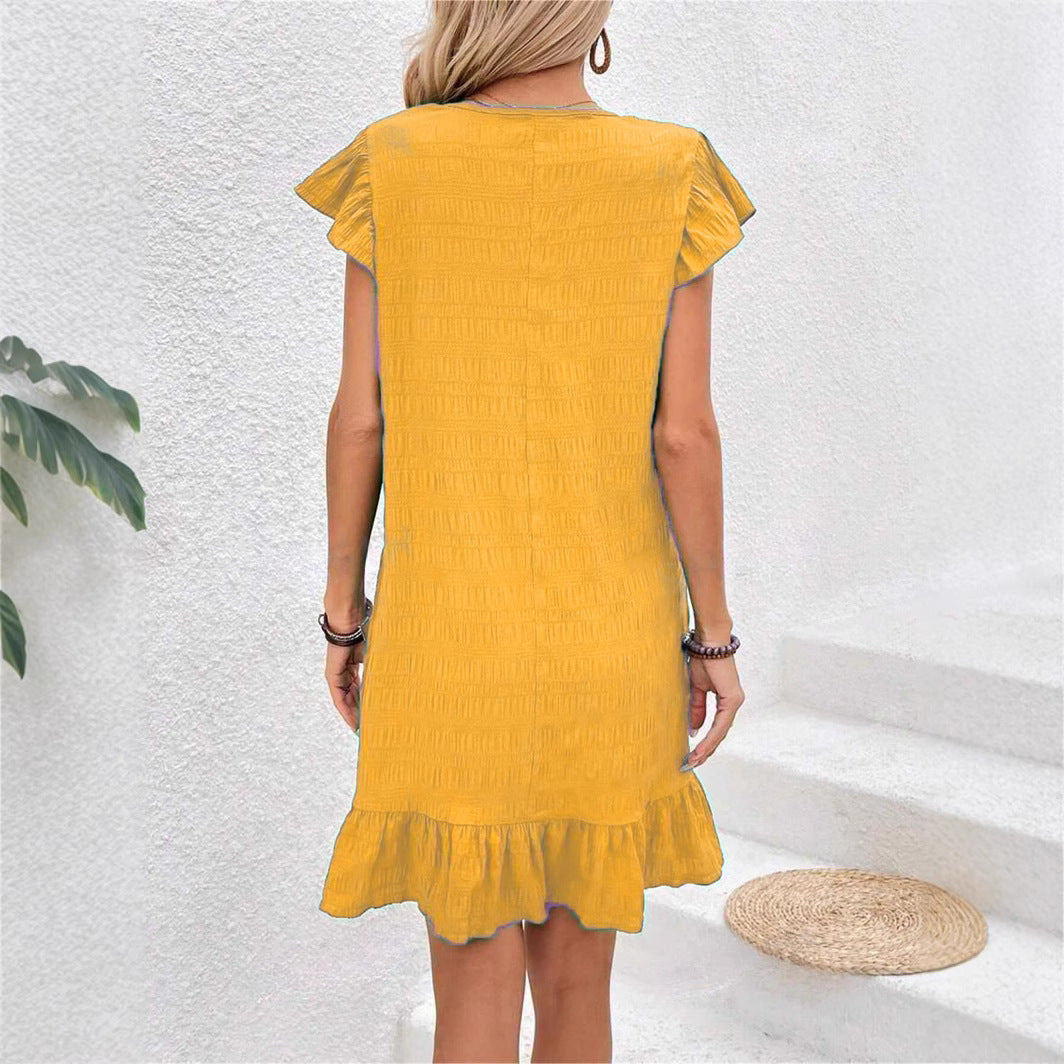 Cool Women's Cover Sleeve Pleated Elegant Dress