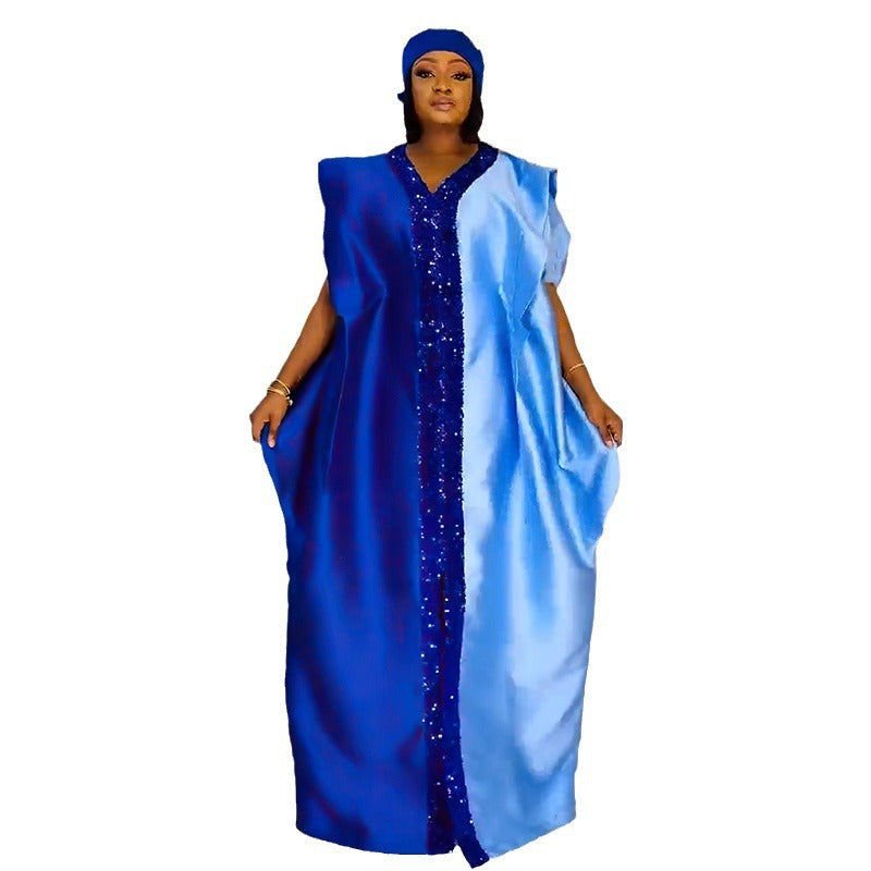 Women's Large African Satin Dress Ethnic Style Dresses