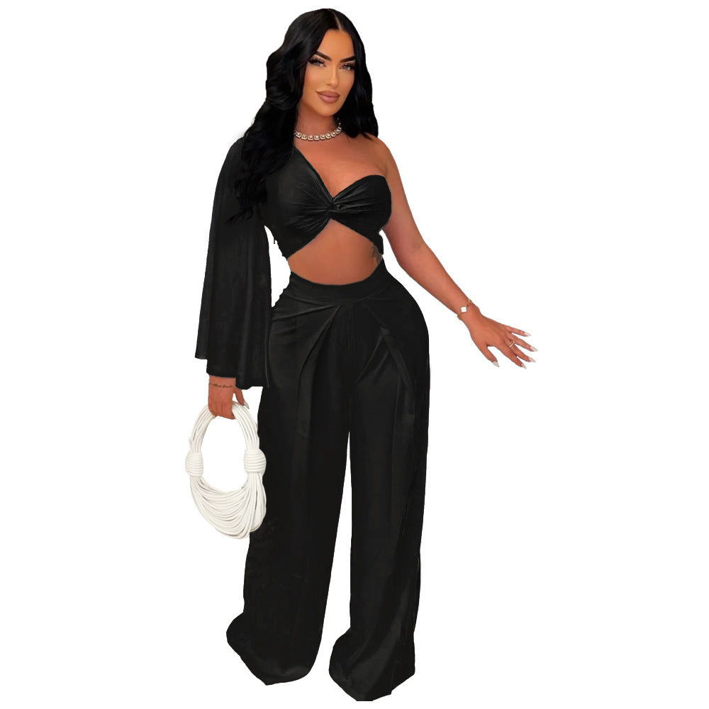Women's Fashion Wear Pleated Casual Solid Color Suits