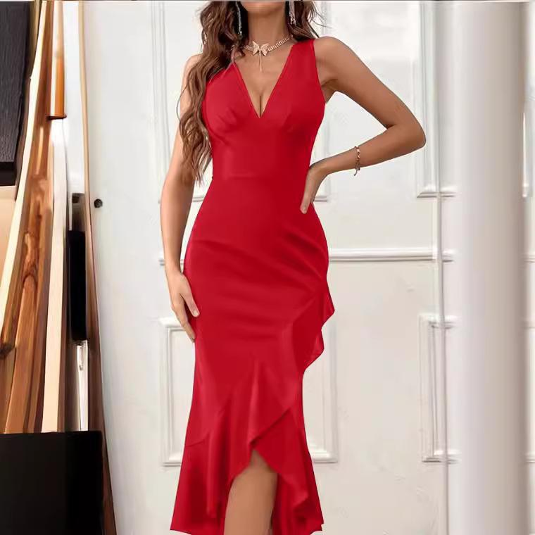 Women's Sheath Swallowtail Sexy Split Ruffled Formal Dress