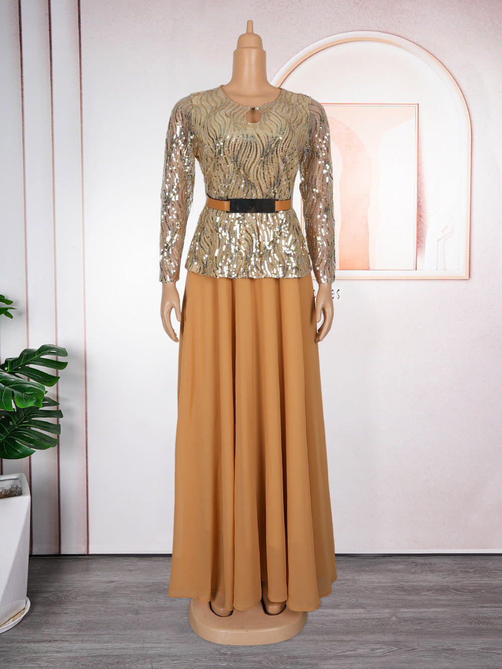 Women's Sequin Banquet Party Formal Dress African Dresses