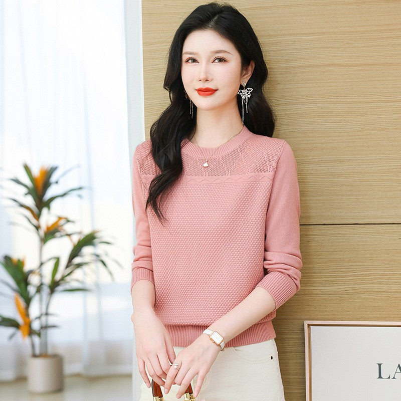 Women's Round Neck Jacquard Long-sleeved Loose Casual Temperament Wild Sweaters