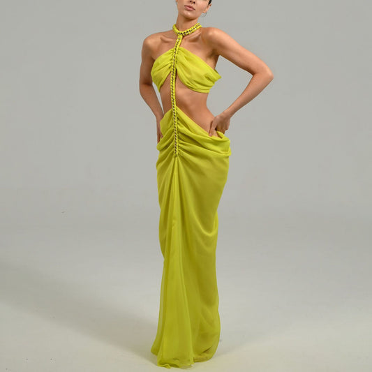 Dress Irregular Fake Two-piece Low Waist Split Dresses