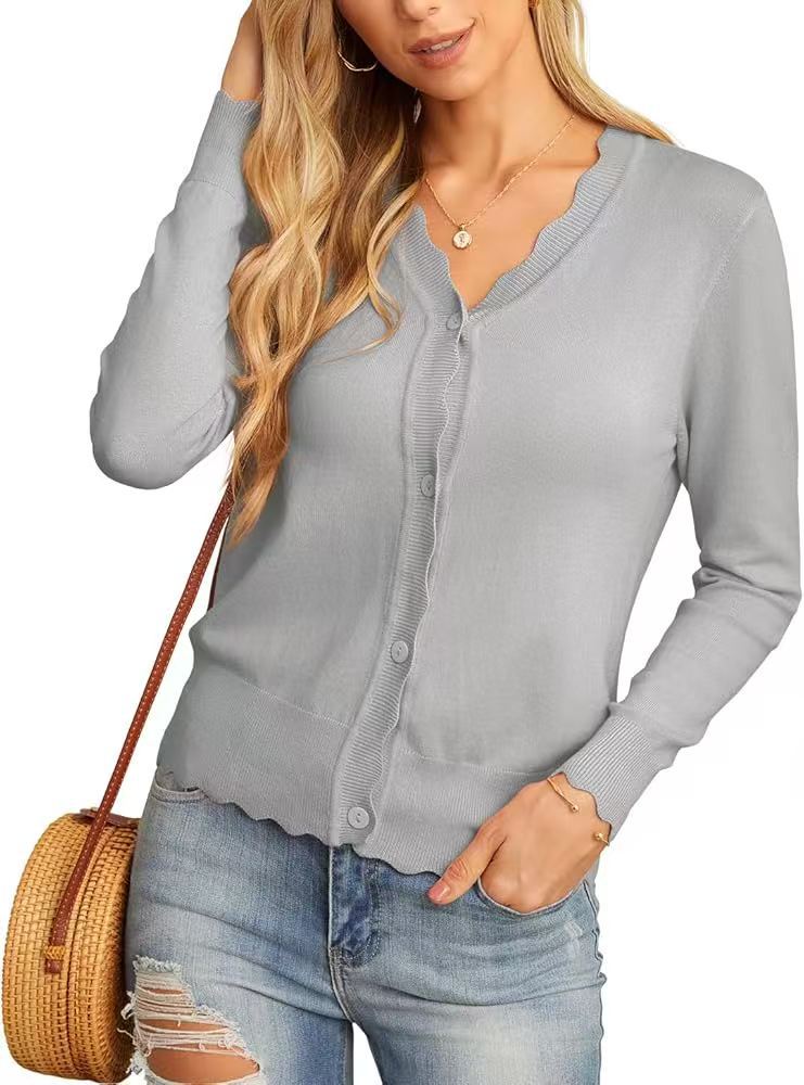 Ruffle 9-point Sleeve Thin Fashion Knitted Women's Sweater