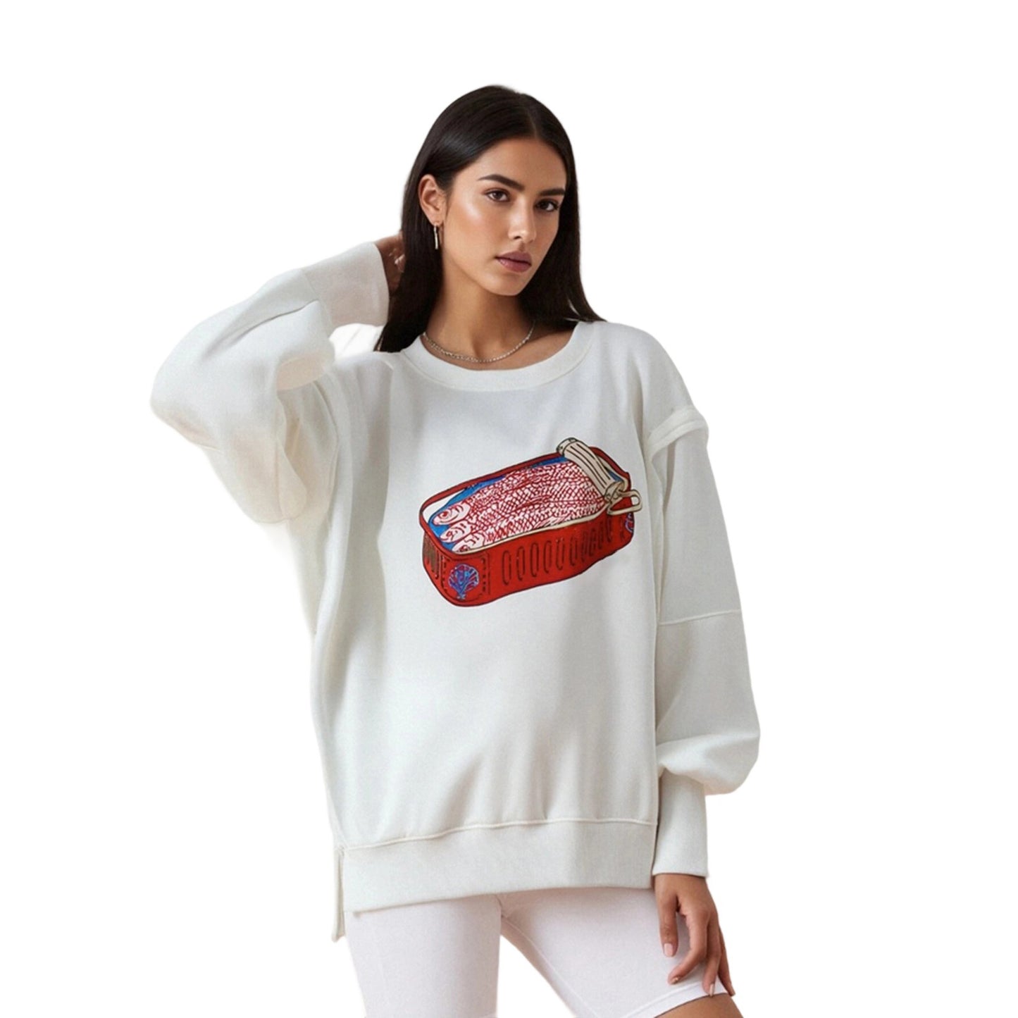 Women's Printed Cool Round Neck Long Sleeve Sweaters