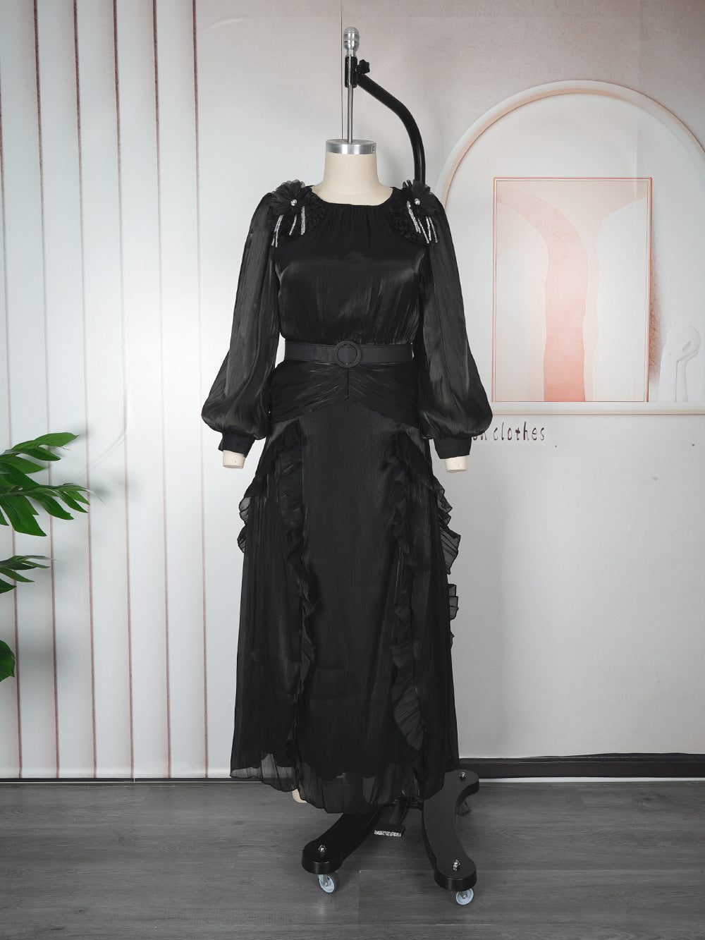 Women's Dignified Flowers Formal Dress African Pleated Plus Size