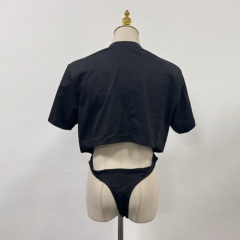 Women's Summer Fashion Comfort Casual Temperament Midriff Outfit Round Blouses