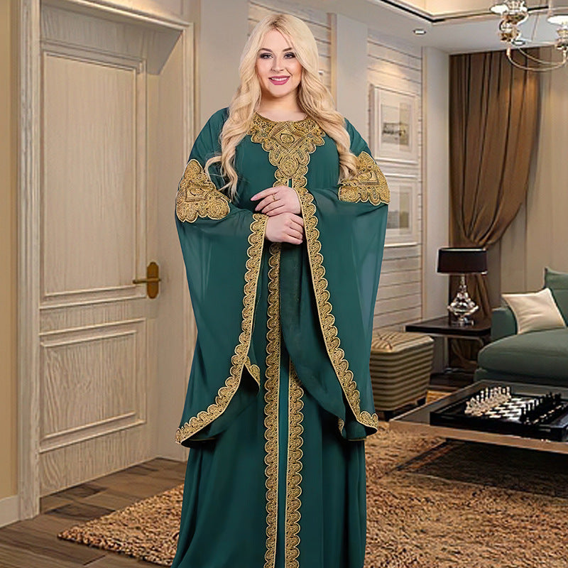 Malay Bell Sleeve Thorn Robe Embroidered Dresses
