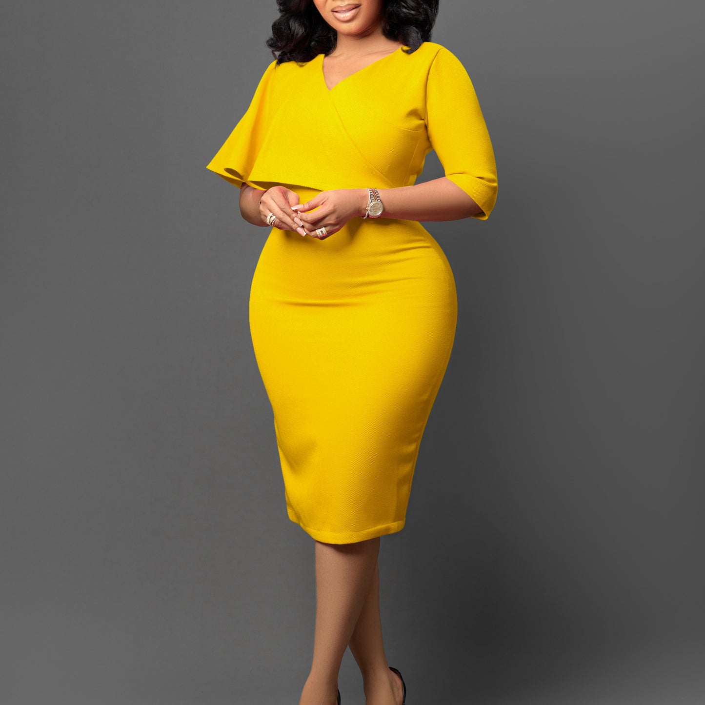 Women's Temperament Ol Solid Color Sheath Professional Dress