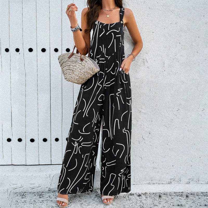 Women's Cool Creative Vacation Casual Printed Jumpsuits