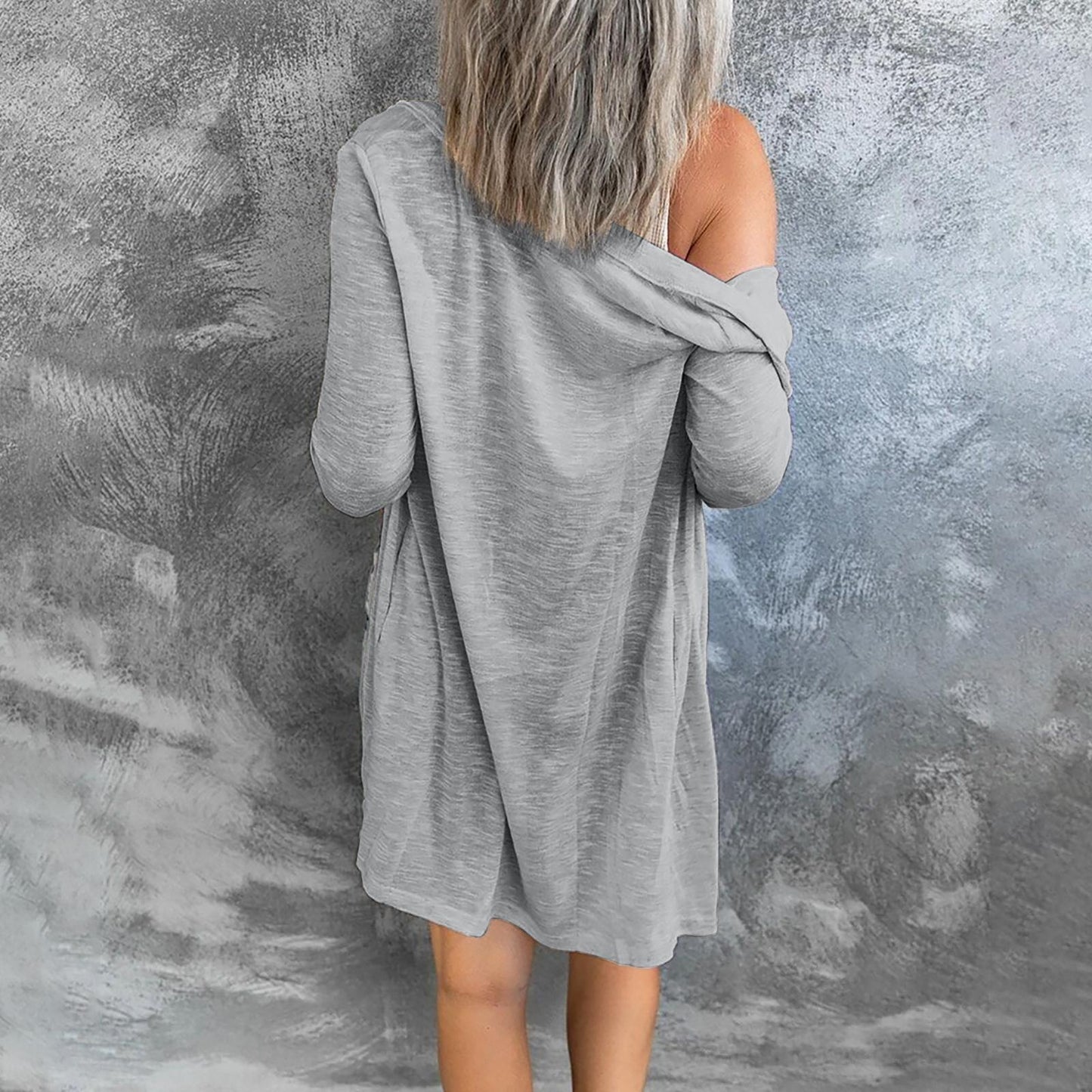 Women's Long Button Solid Color Casual Sleeves Cardigans