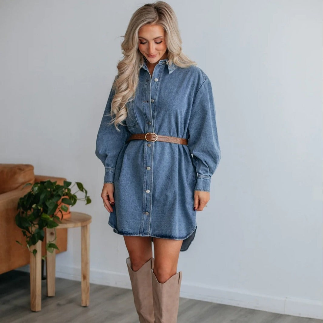 Women's Fashion Casual Button Slimming Long-sleeved Denim Jackets