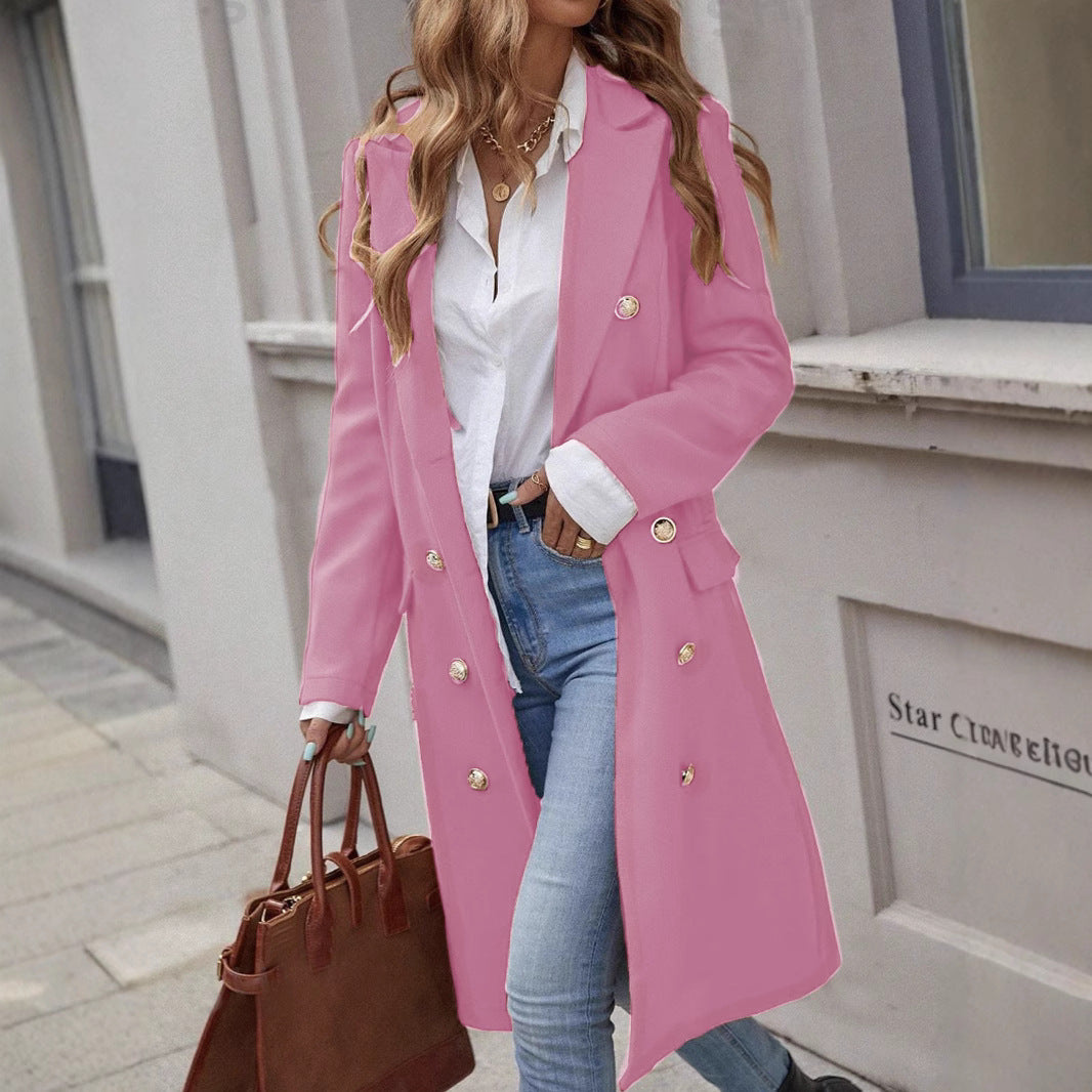 Women's Cool Unique Long Woolen Buckle Coats