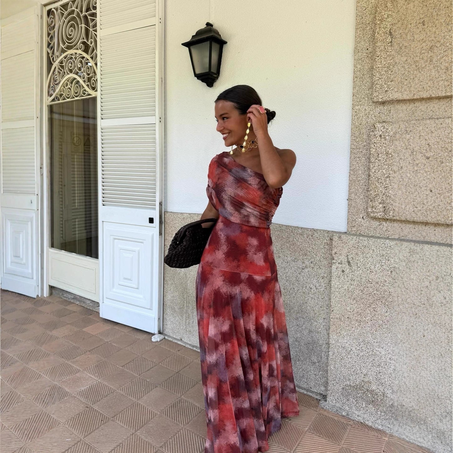 Summer Printed Pleated Vacation Style Slimming Large Dresses