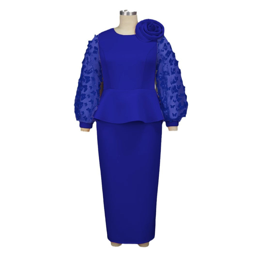 Fashion Lantern Sleeve Ruffled Dress Party Dresses