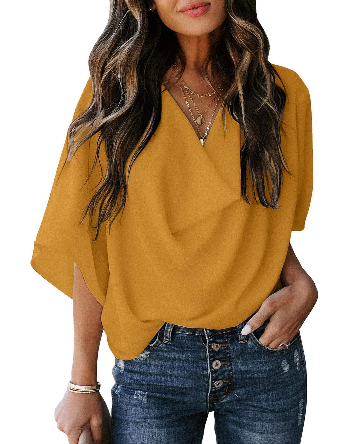Women's Chiffon Shirt Loose Casual T-shirt Blouses