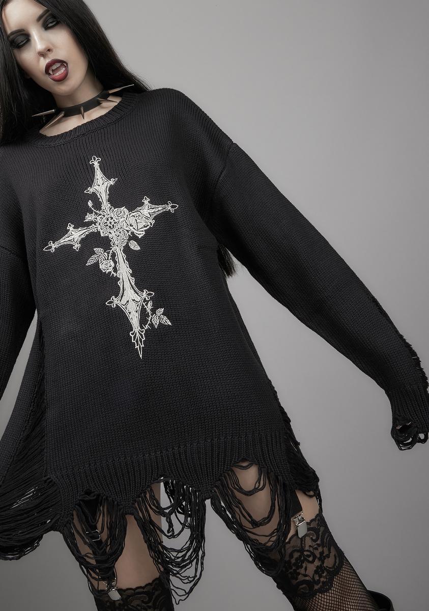 Women's Special Temperament Long Sleeve Knitted Cross Clothing
