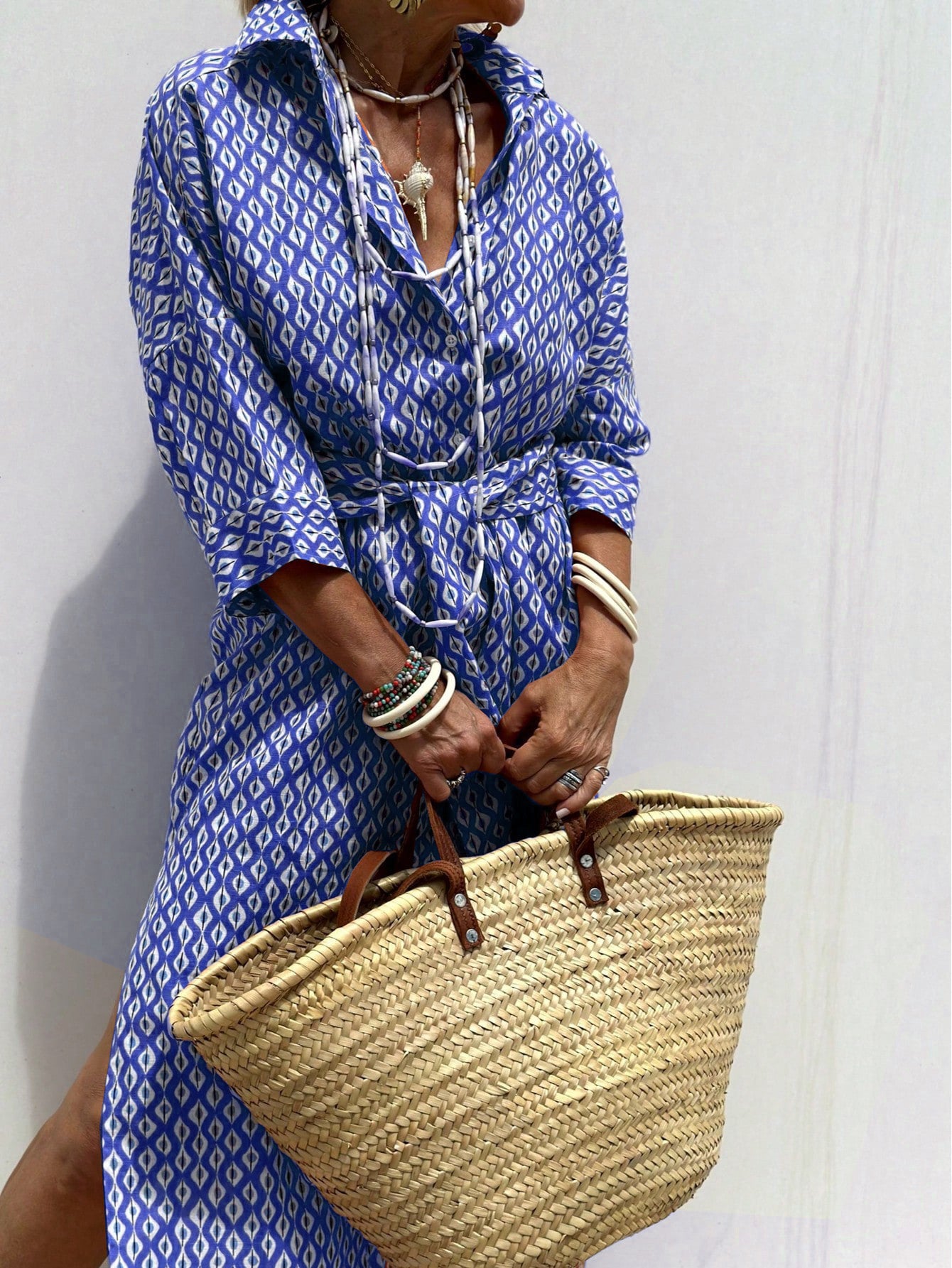 Women's Half Sleeve Striped Lapel Shirt Dress