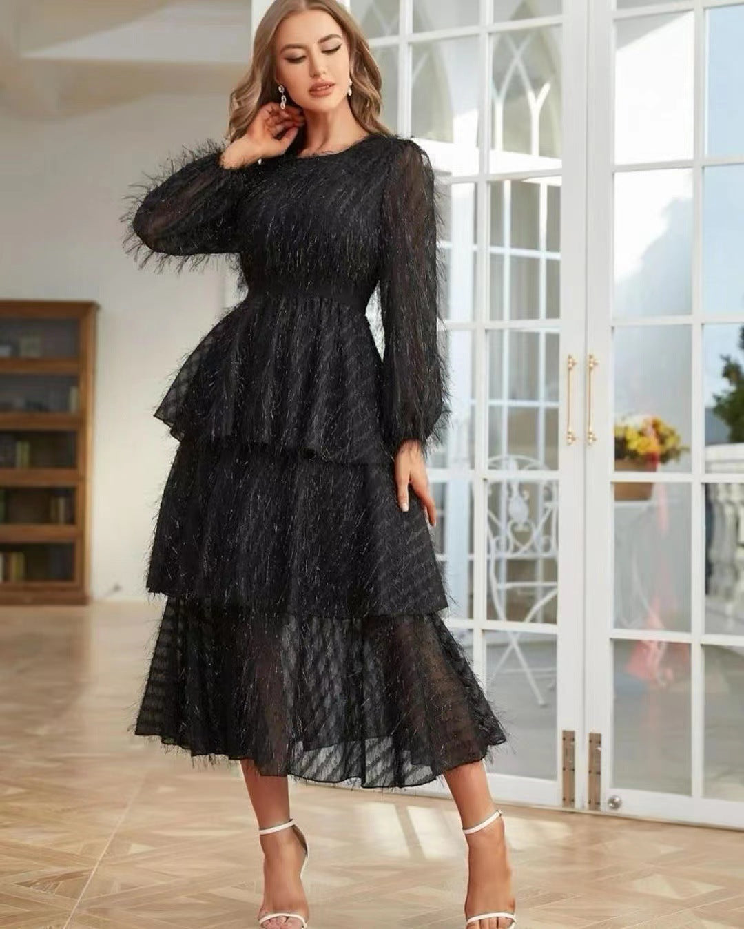 Women's French Style Temperament Early Spring Casual Retro Lace Fairy Slim Dress