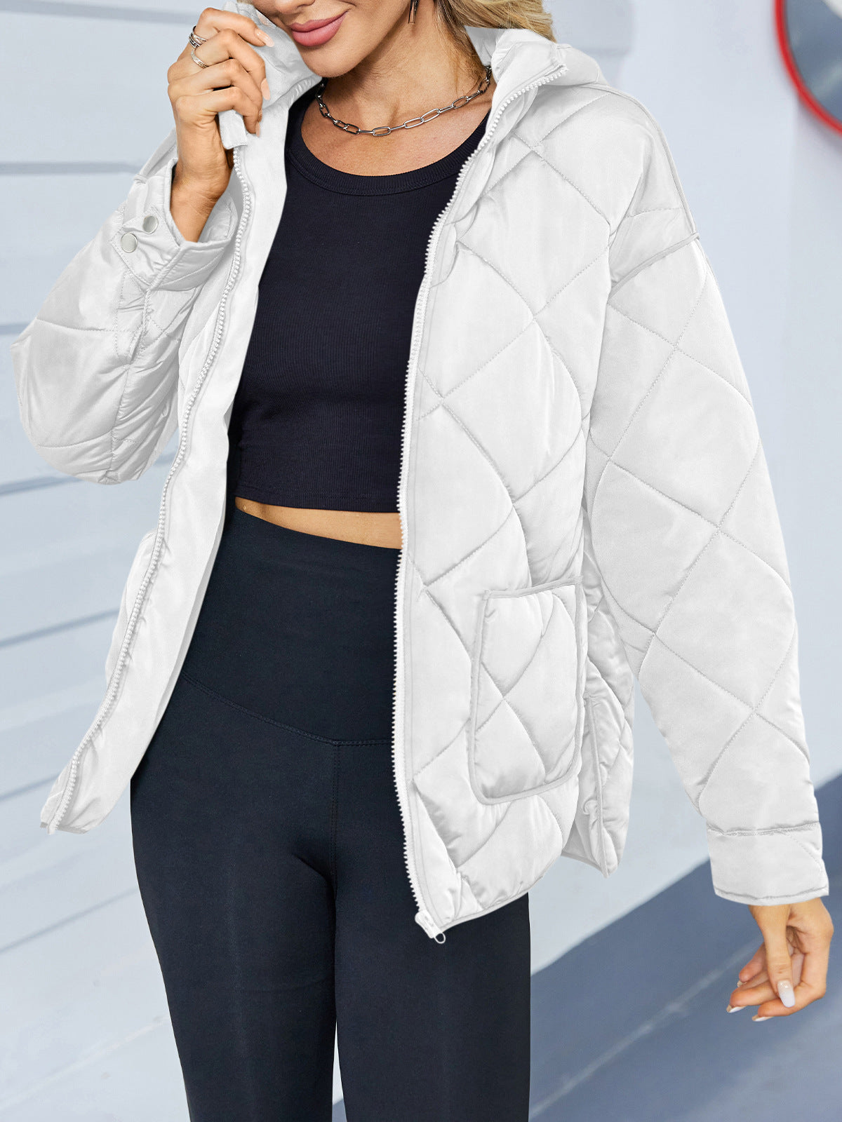 Pocket Split Cotton Loose-fitting Hoodie Long Coats