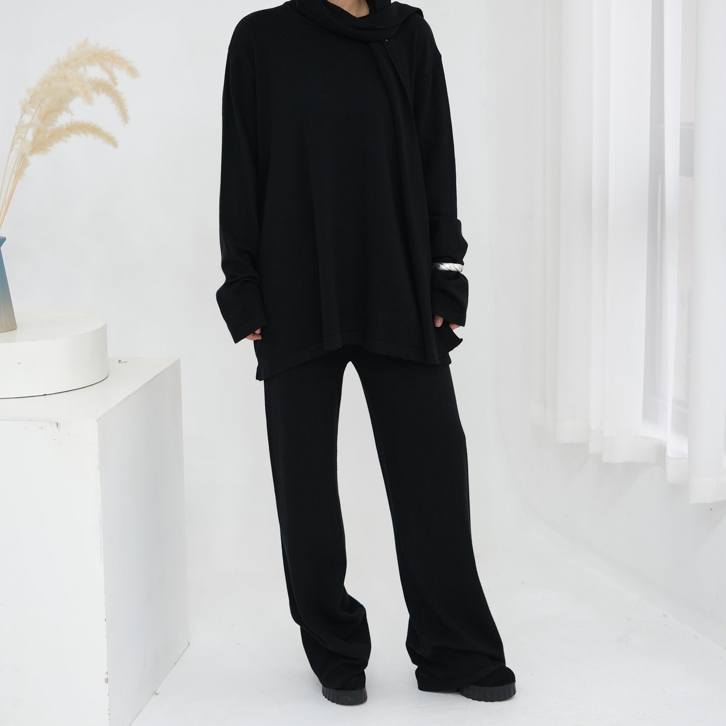 Turkey Knitting Solid Color Two-piece Set Suits