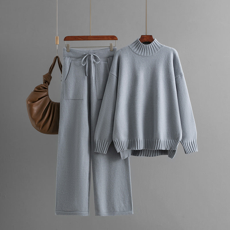 Women's Knitting Thick Loose Collar Long Sleeves Suits