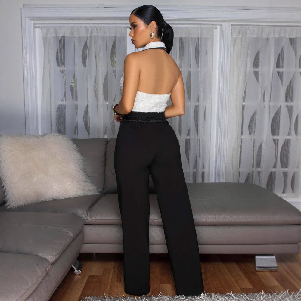 Women's Casual Classic Style Stitching Sleeveless Jumpsuits