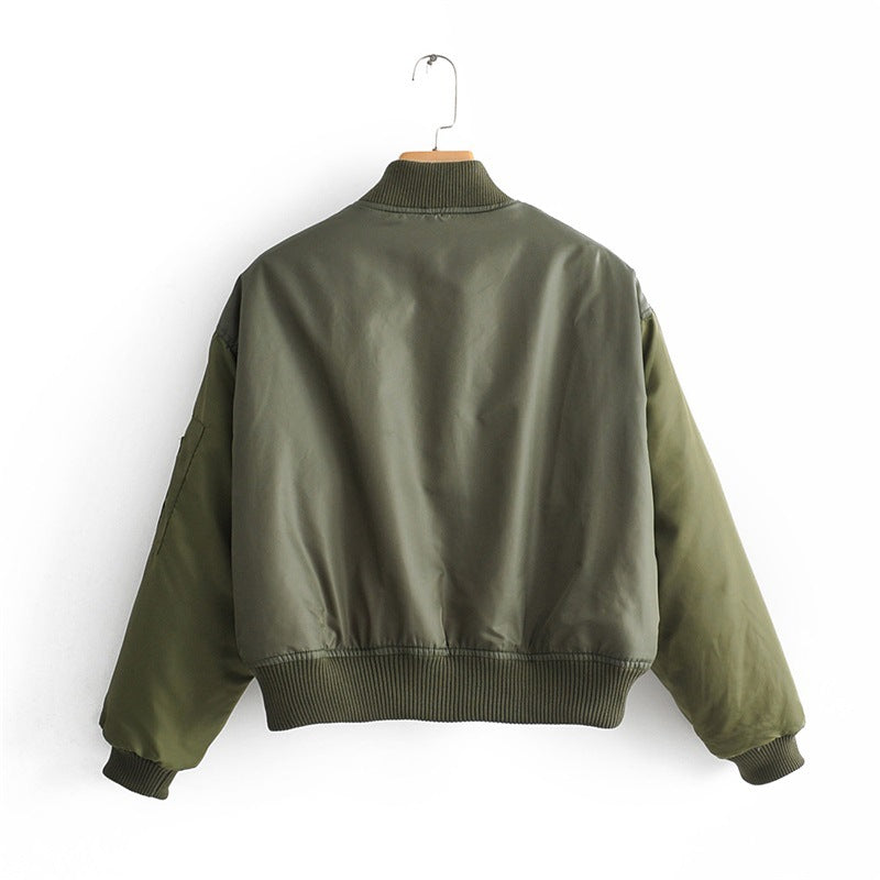 Women's Autumn Army Green Flying Cotton Coats