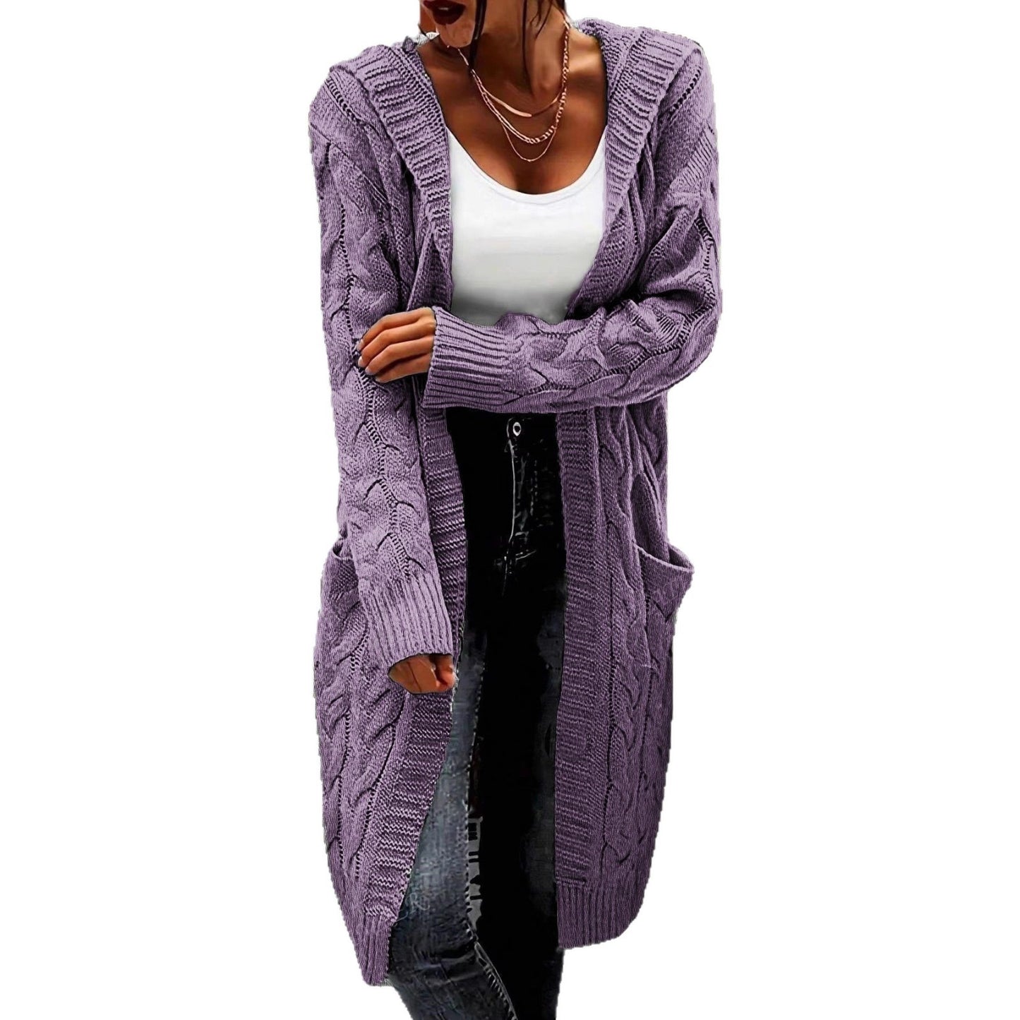 Women's Stylish Charming Hooded Pocket Twist Knitwear