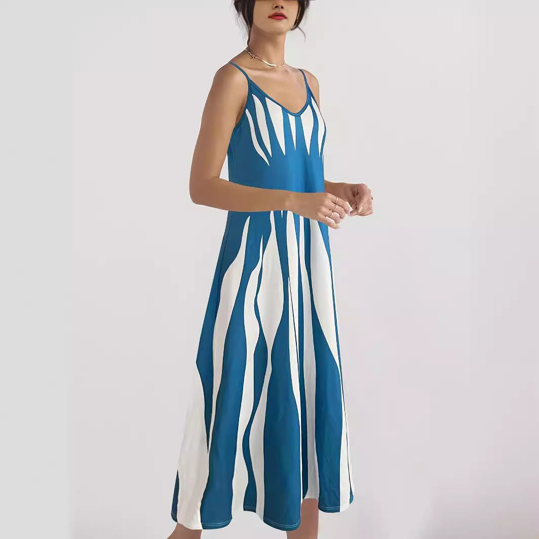 Cool Summer Casual Sling Geometric Pattern Dress