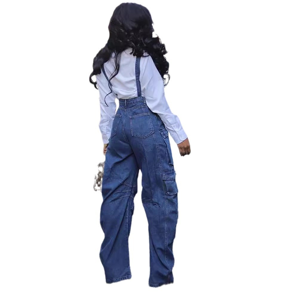 Women's Denim Suspenders Summer Street High Waist Jumpsuits
