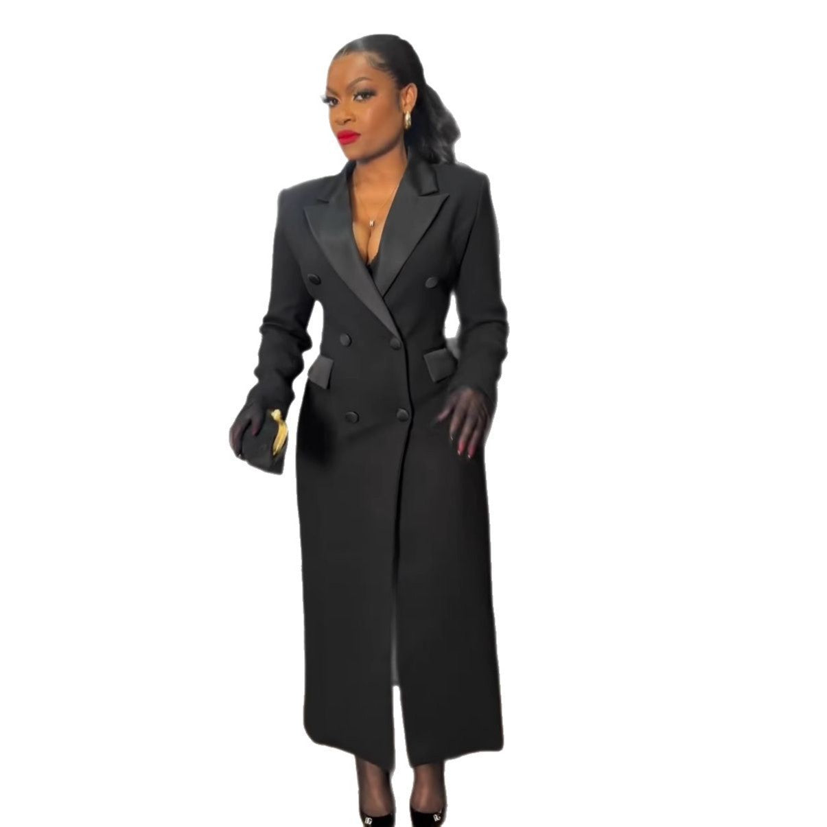 Sexy Elegant Lapel Waist Tight Long Dresses