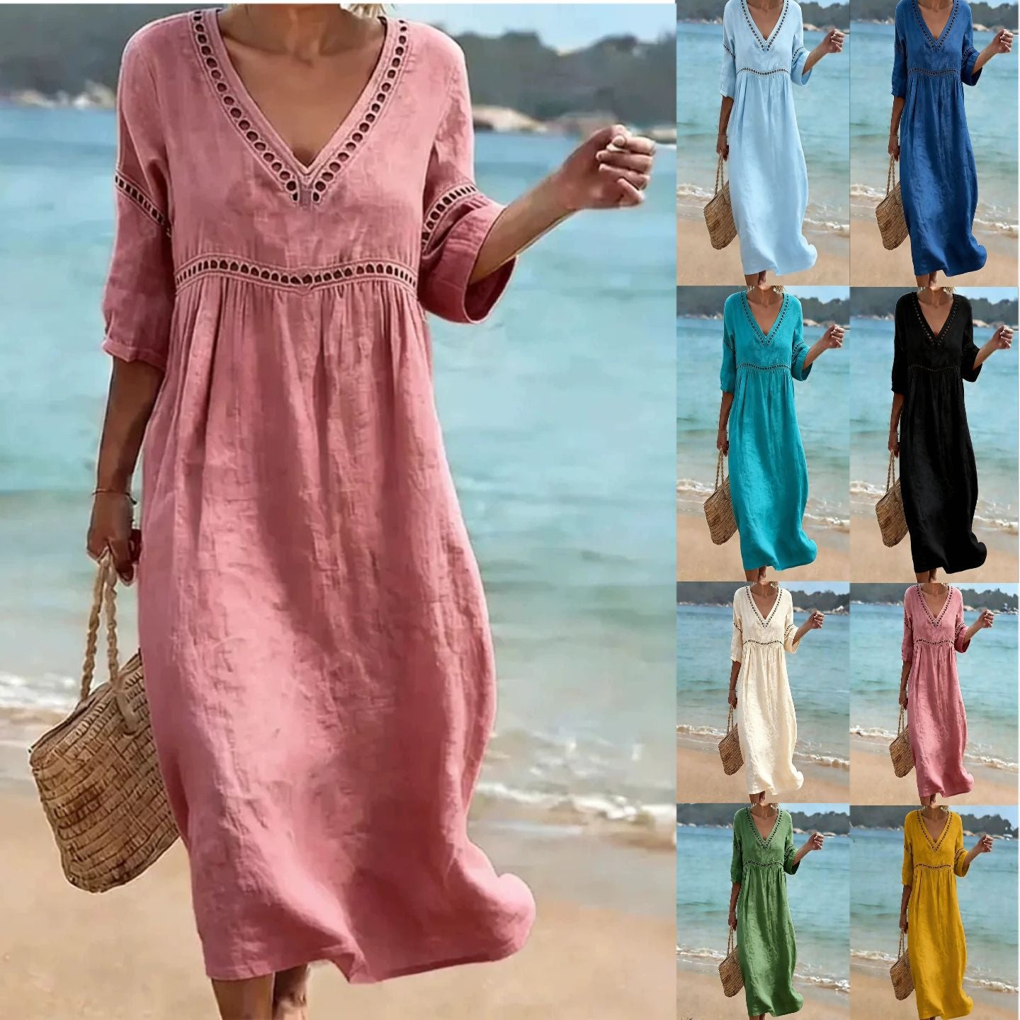 Women's Elegant Casual Solid Color Half Sleeves Dress