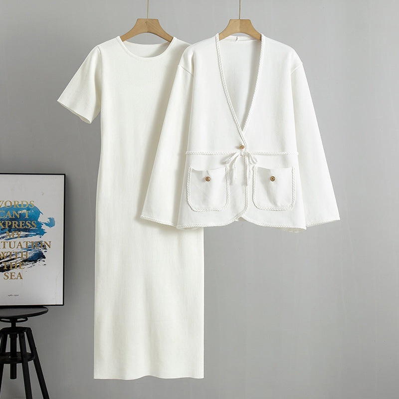 Women's Loose Long Dress Two-piece Set Cardigans