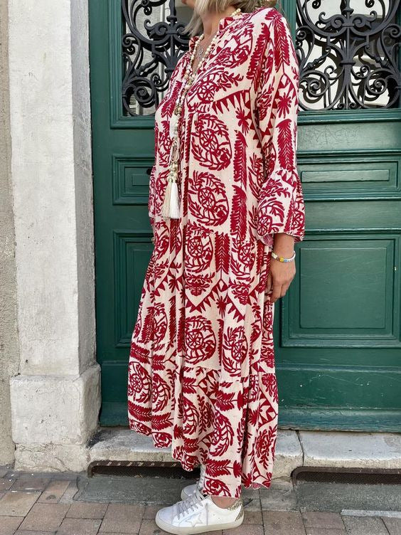 Women's Autumn Geometric Print Street Style Large Dress
