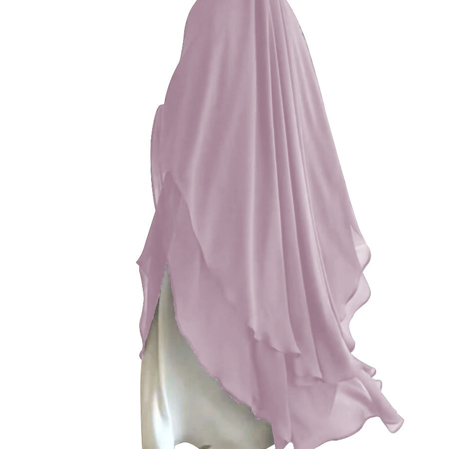 Color Front Rear Chiffon Lengthened Large Swing Scarf Dress